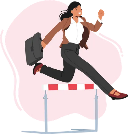 BusinessWoman Running On Stadium Track Holding Briefcase In Hand Illustration