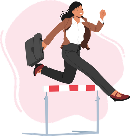 BusinessWoman Running On Stadium Track Holding Briefcase In Hand  Illustration