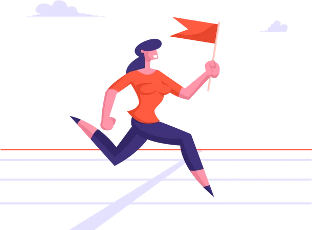 Businesswoman running to win race Illustration