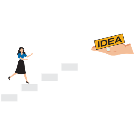 Businesswoman running towards business idea  Illustration