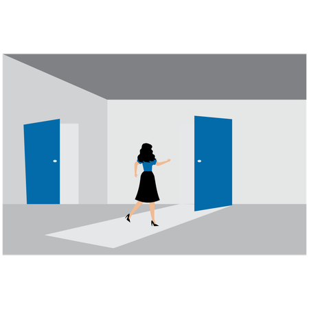 Businesswoman running towards new opportunity  Illustration