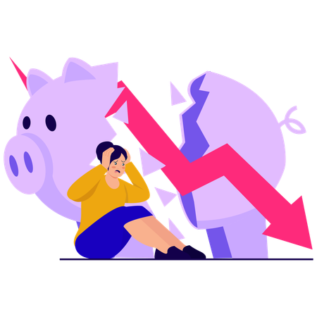 Businesswoman Savings Collapse  Illustration