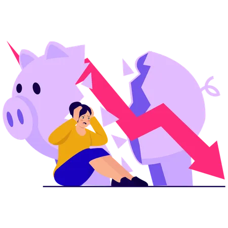Businesswoman Savings Collapse  Illustration