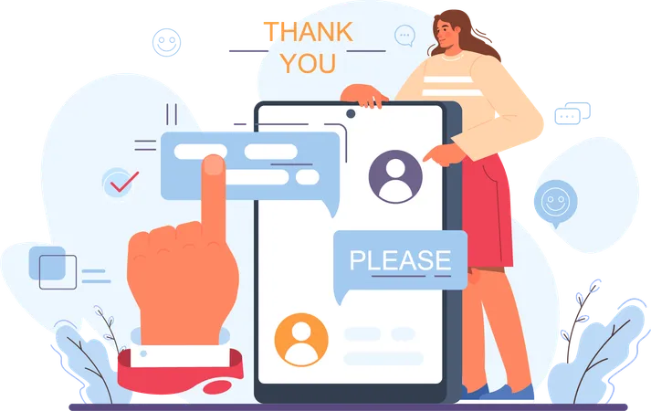 Businesswoman says thank you for help  Illustration