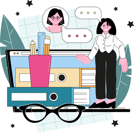 Businesswoman schedules business meeting  Illustration