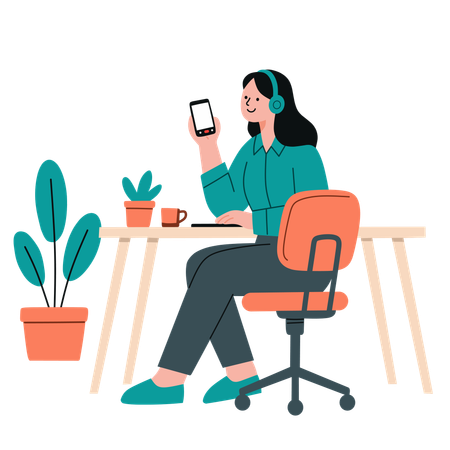 Businesswoman schedules online call from home  Illustration