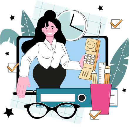 Businesswoman schedules task management  Illustration