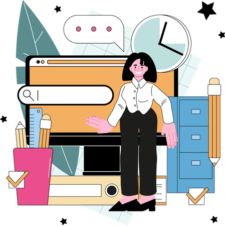 Businesswoman schedules task plans  Illustration