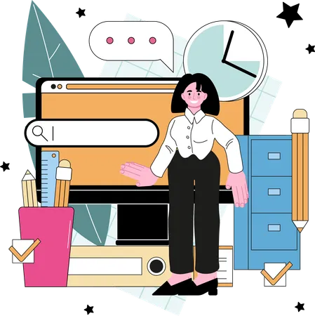 Businesswoman schedules task plans  Illustration