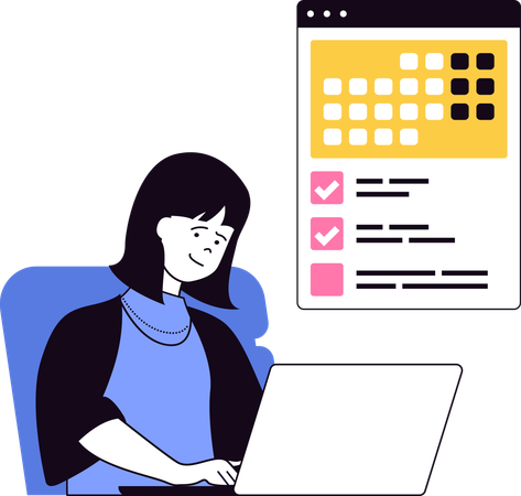 Businesswoman scheduling pending tasks list  Illustration