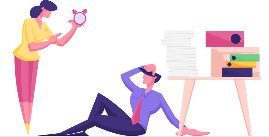 Businesswoman scolding employee due to incomplete work Illustration