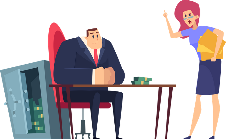 Businesswoman scolding male manager Illustration