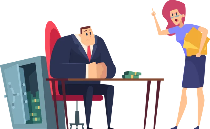 Businesswoman scolding male manager  Illustration