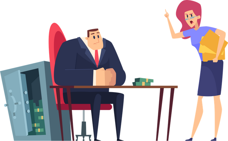 Businesswoman scolding male manager  Illustration