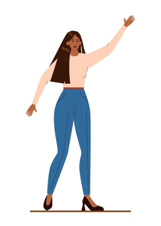 Native American Businesswoman With His Hand Up Character Wearing Business Casual Clothing Pulling Hand Up Business Concept Of Voting Volunteering Flat Vector Illustration Illustration