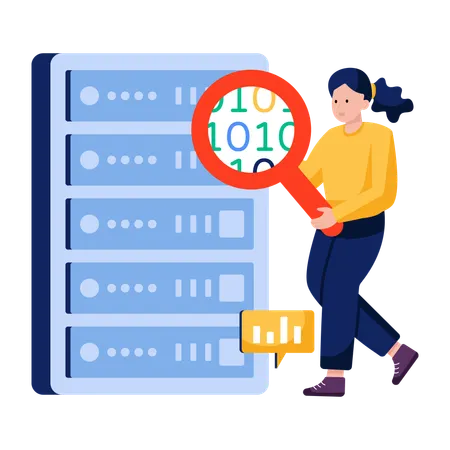 Businesswoman Searches binary data  Illustration