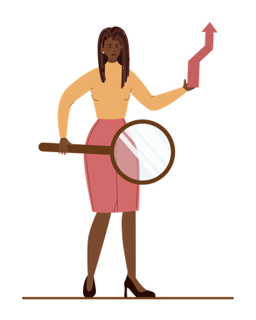 Businesswoman searches for business direction  Illustration