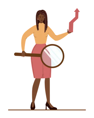 Businesswoman searches for business direction  Illustration
