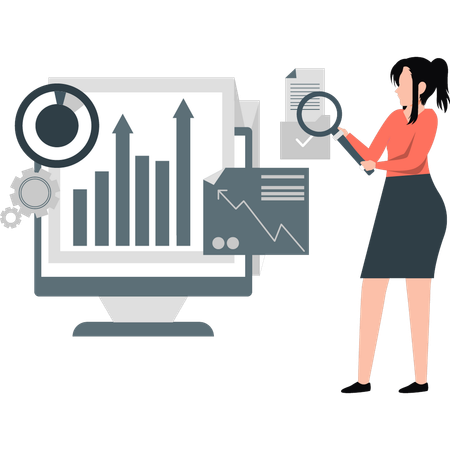 Businesswoman searching business growth  Illustration