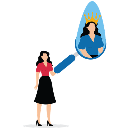 Businesswoman searching for best employee  Illustration