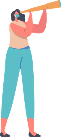 Businesswoman searching for job during covid pandemic  イラスト