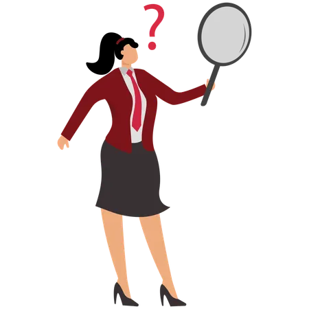 Businesswoman Searching for Solutions  Illustration