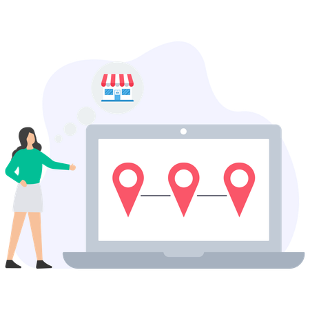 Businesswoman searching market location  Illustration