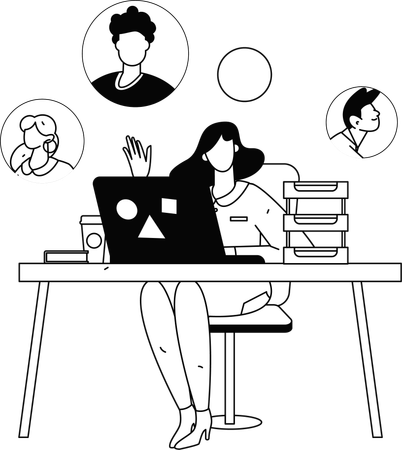 Businesswoman  searching new employee  Illustration