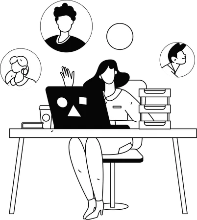 Businesswoman  searching new employee  Illustration