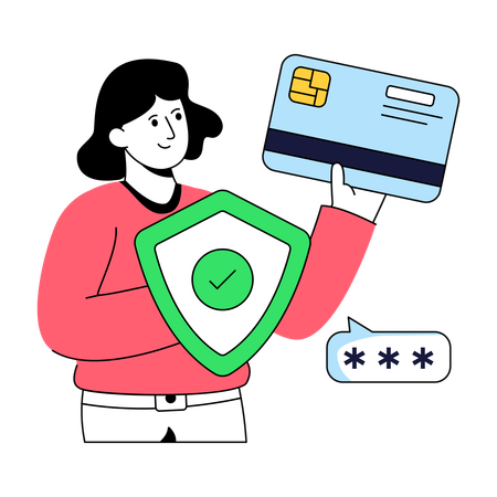 Businesswoman Secure ATM Card  Illustration