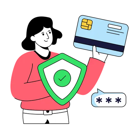 Businesswoman Secure ATM Card  Illustration