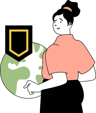 Businesswoman secures her data globally  Illustration