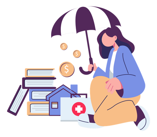 Businesswoman Secures Her Money  Illustration