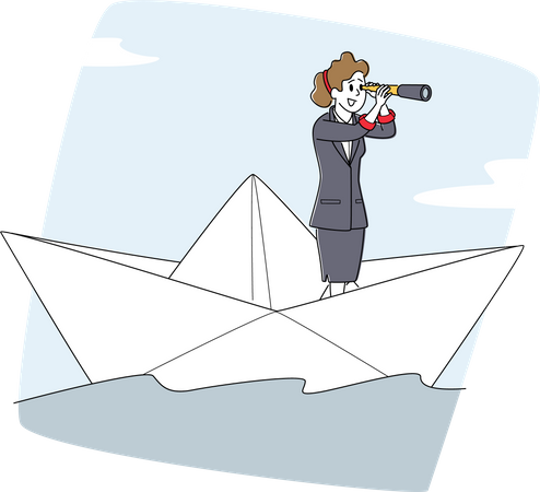 Businesswoman seeking new opportunities  Illustration