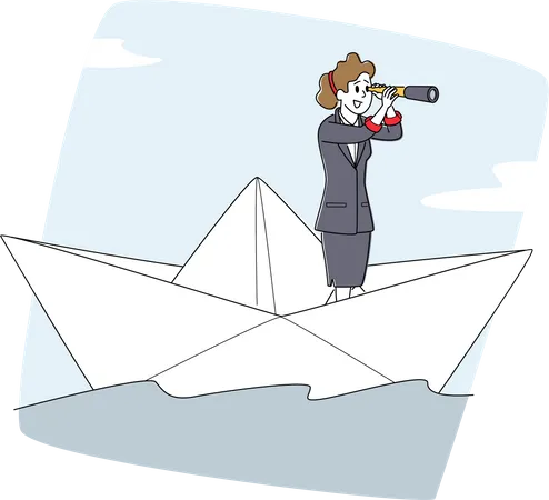 Businesswoman seeking new opportunities  Illustration