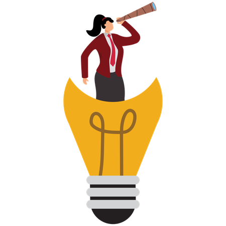 Businesswoman Seeking solutions  Illustration