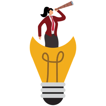 Businesswoman Seeking solutions  Illustration