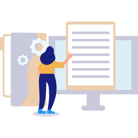 Businesswoman sees slow performance of website  Illustration