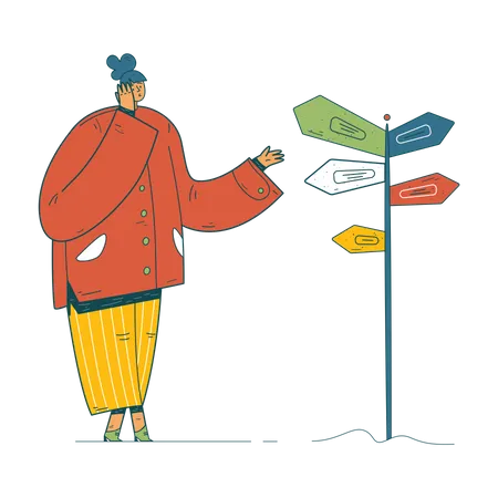 Businesswoman selecting business direction Illustration