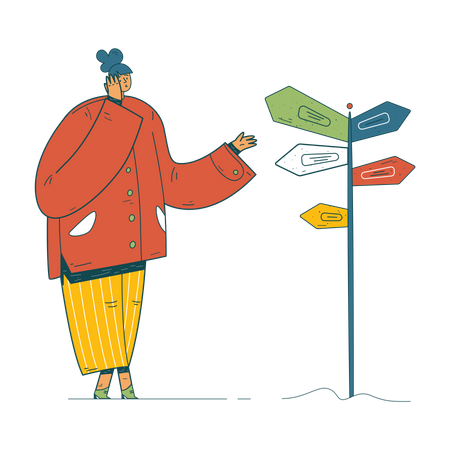 Businesswoman selecting business direction  Illustration