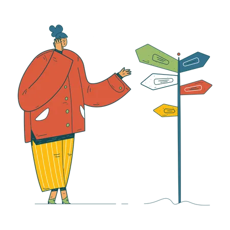 Businesswoman selecting business direction  Illustration