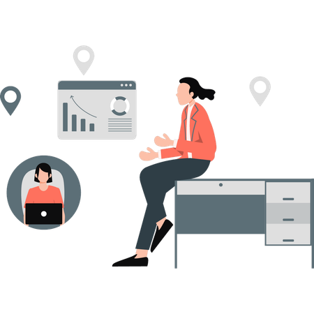 Businesswoman selecting meeting location  Illustration