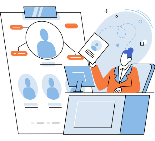 Businesswoman selecting right candidate  Illustration