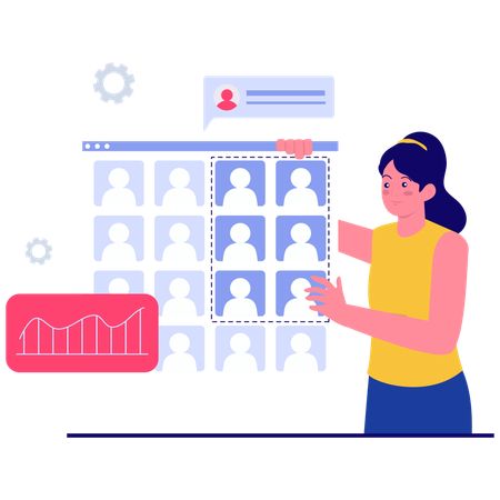 Businesswoman selecting the right audience  Illustration