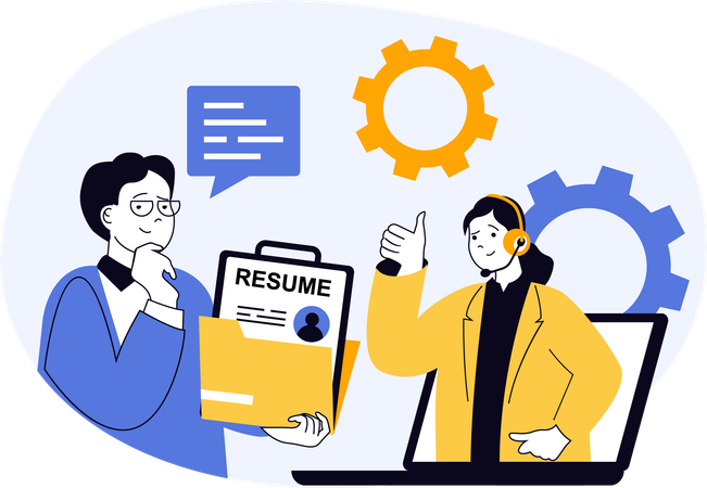 Businesswoman selects correct candidate  Illustration