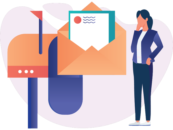 Businesswoman sending Business Newsletter  Illustration