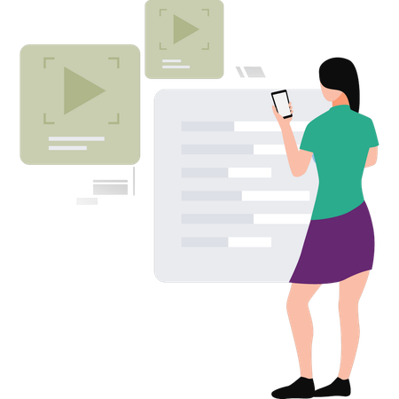 Businesswoman sends video mail to clients  Illustration