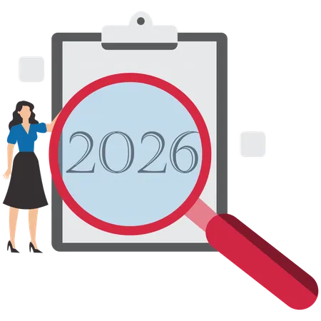 Businesswoman sets up 2026 resolutions  Illustration