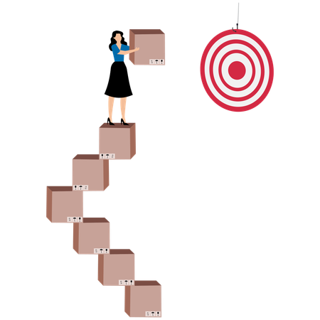 Businesswoman setting up target goals  Illustration