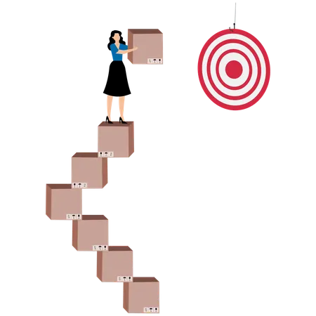 Businesswoman setting up target goals  Illustration